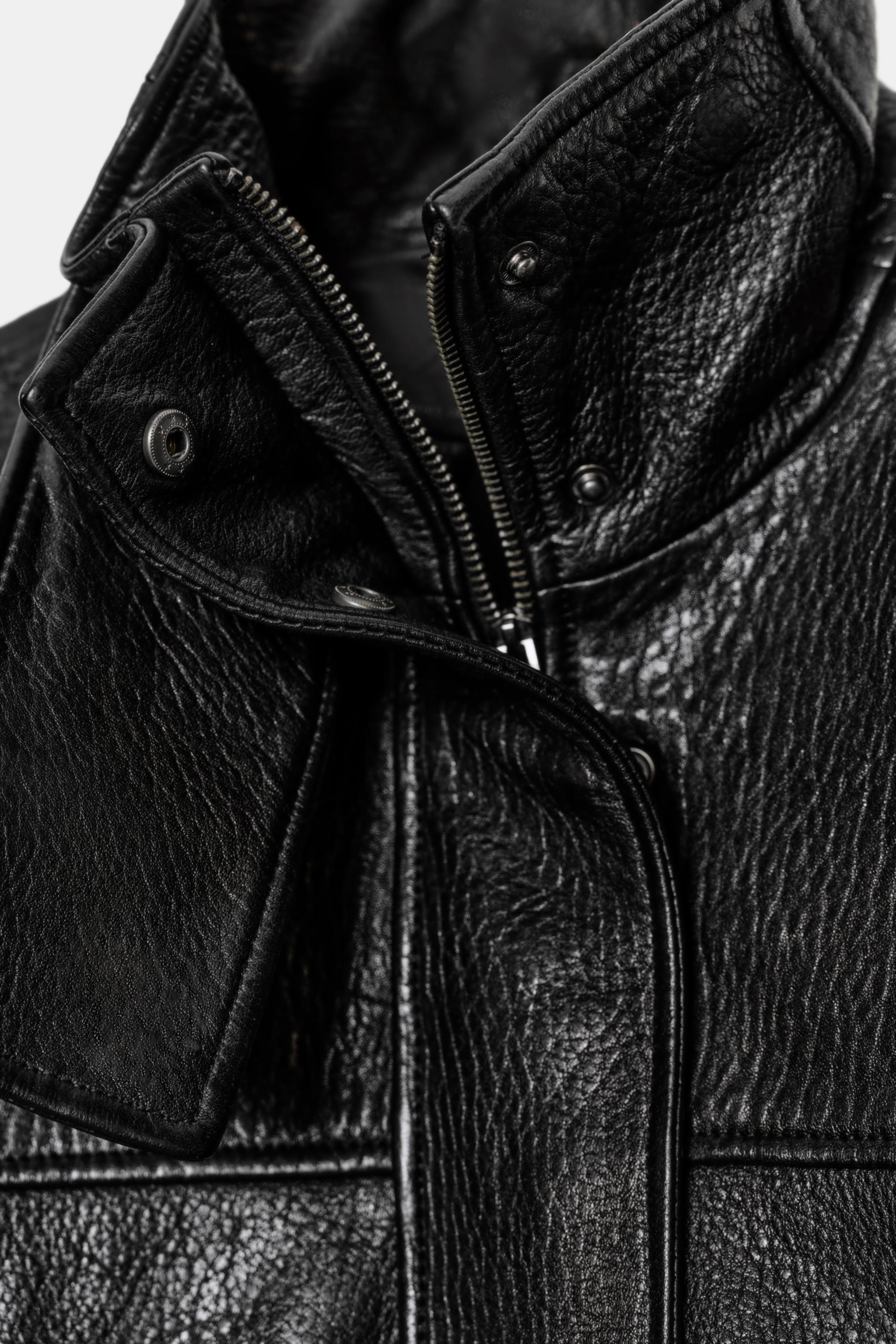 ADJUSTABLE WAIST LEATHER JACKET